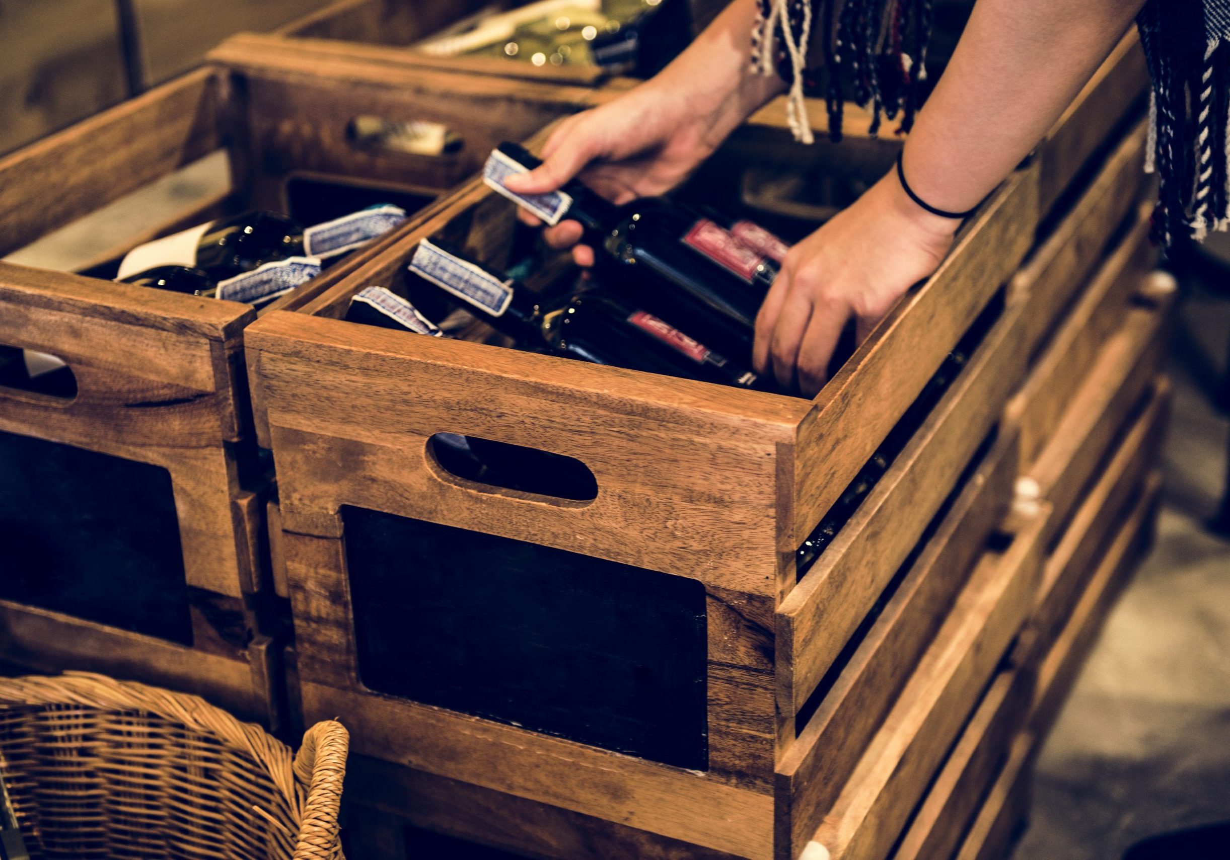 People Hands Getting Bottle of Red Wine People Hands Getting Bottle of Red Wine