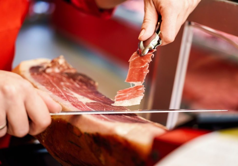 Jamón de bellota ibérico corte, cata y gastronomía